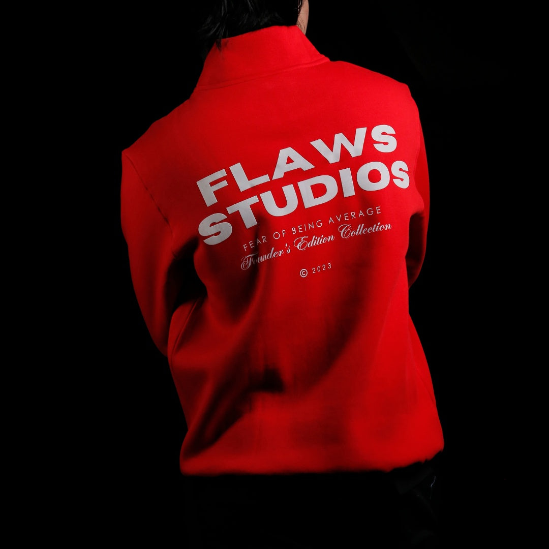 Flaws Studios Zipper Polo- Red