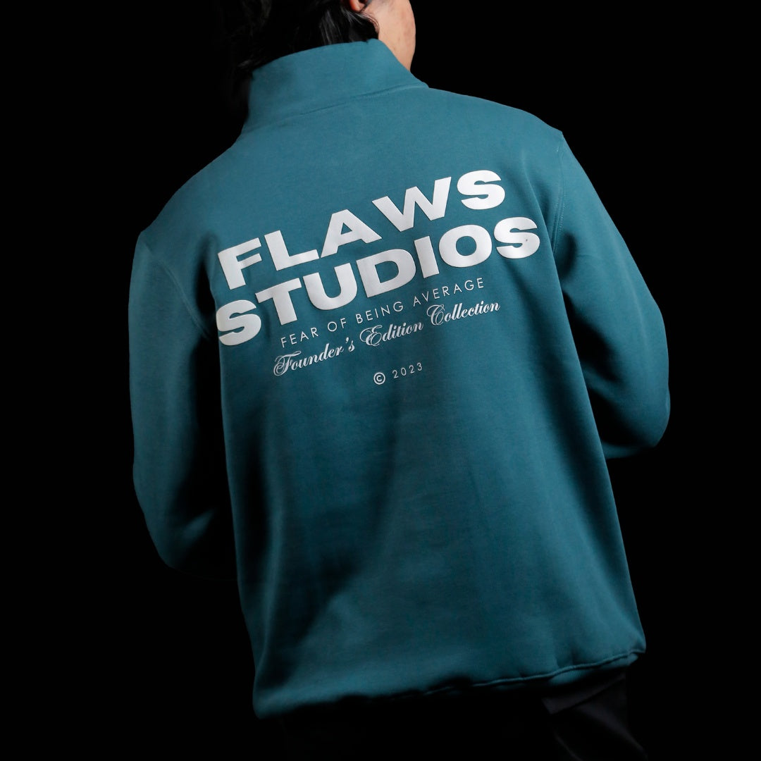 Flaws Studios Zipper Polo- Sea Green