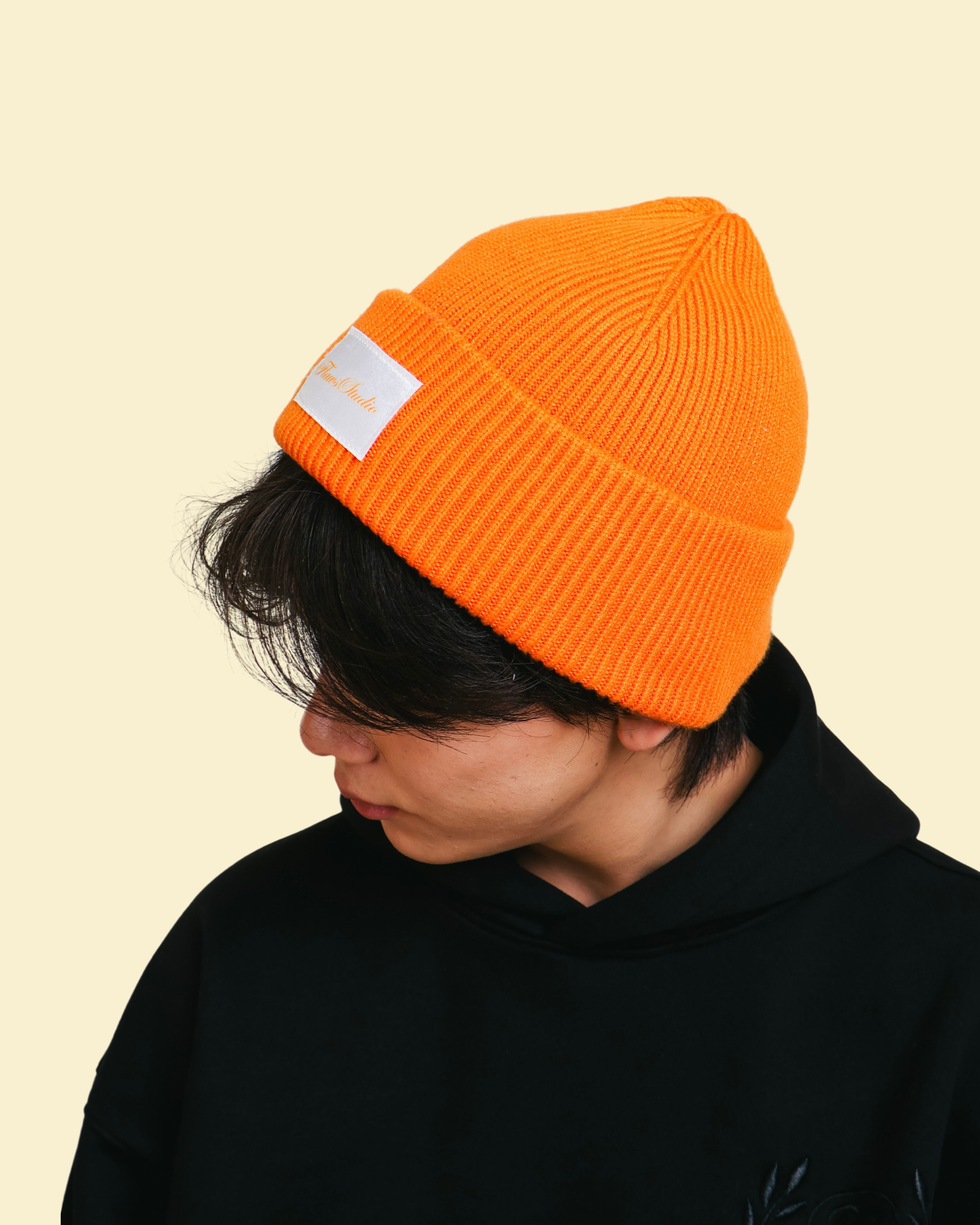 Orange Ribbed Beanie