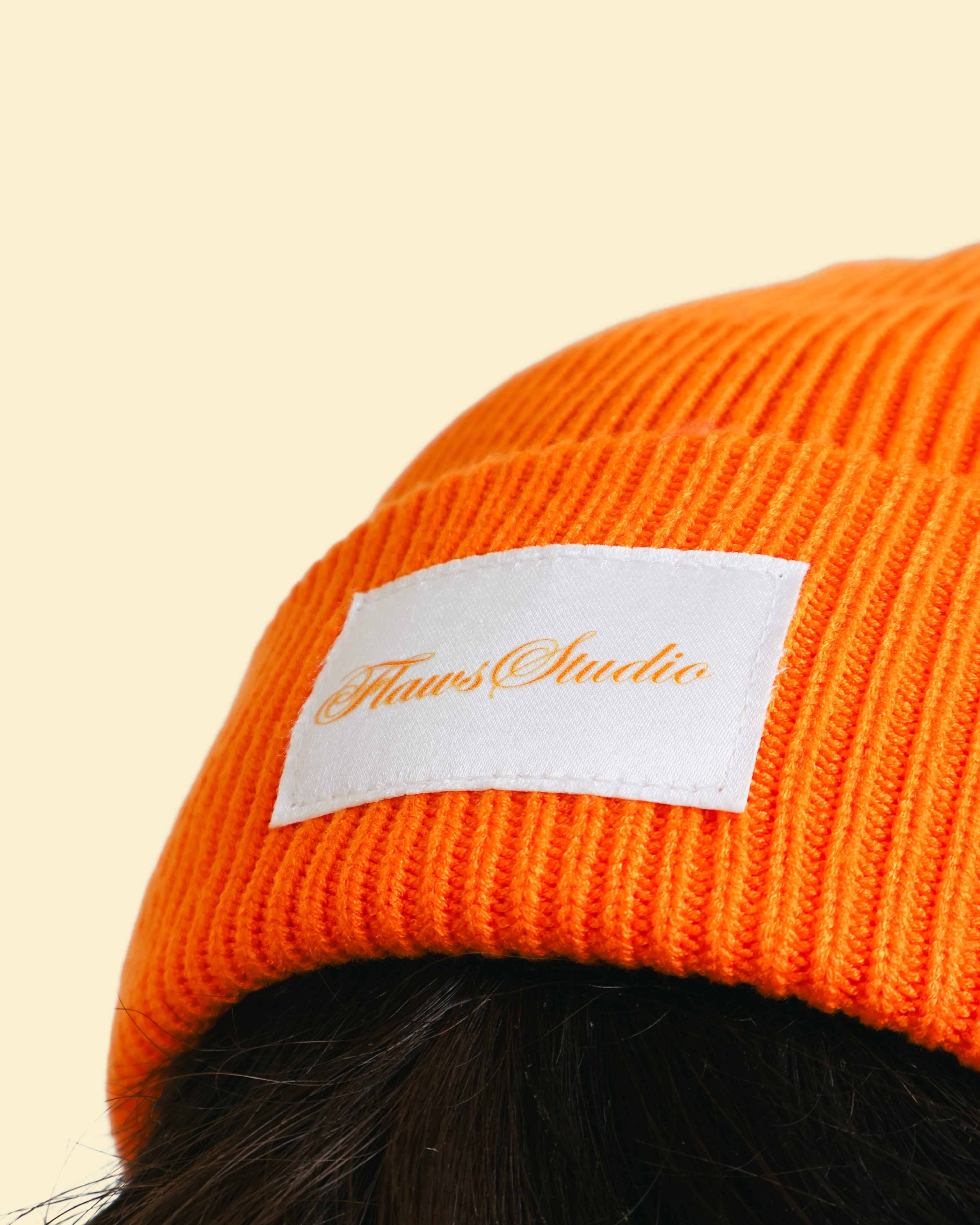 Orange Ribbed Beanie