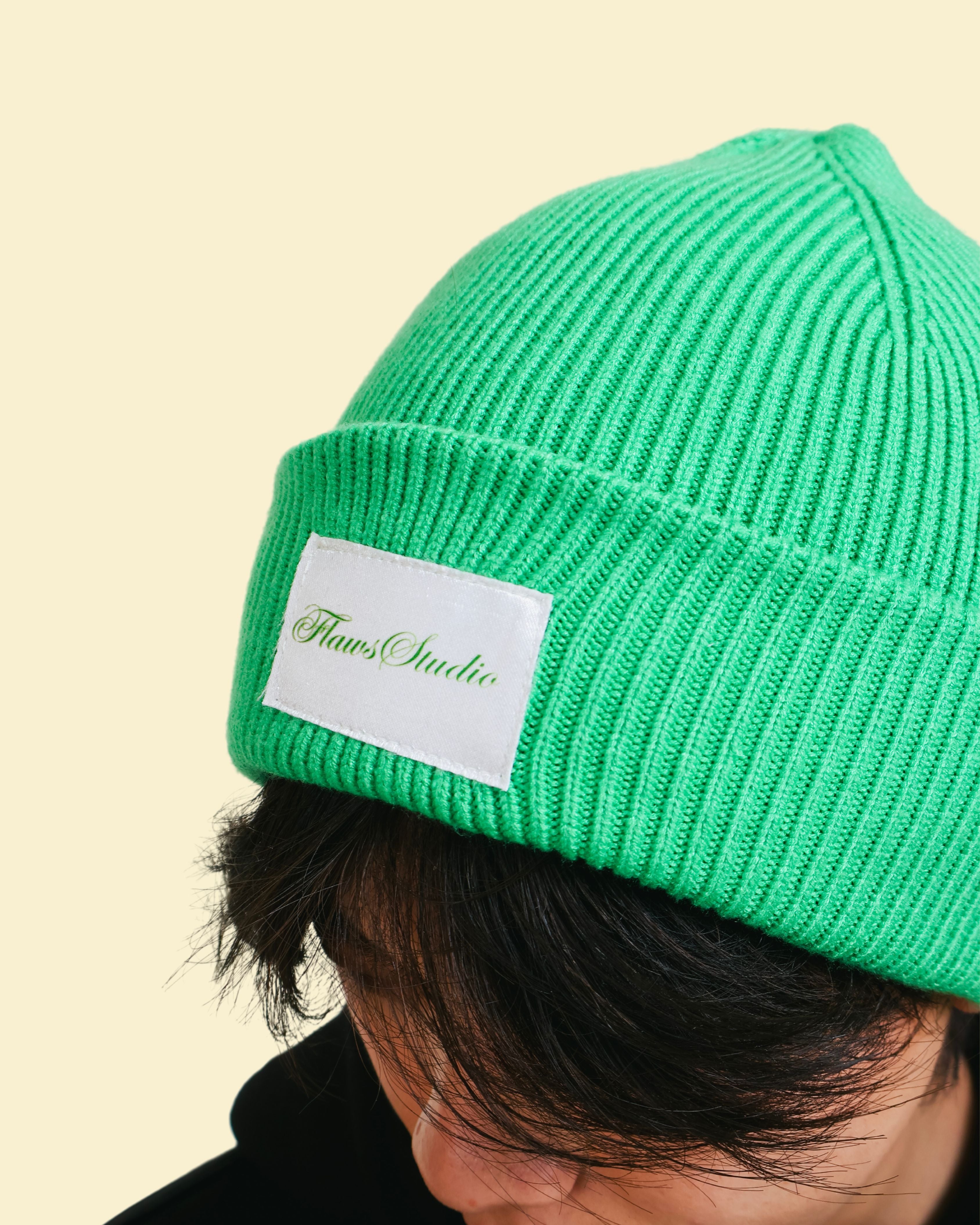 Green Ribbed Beanie