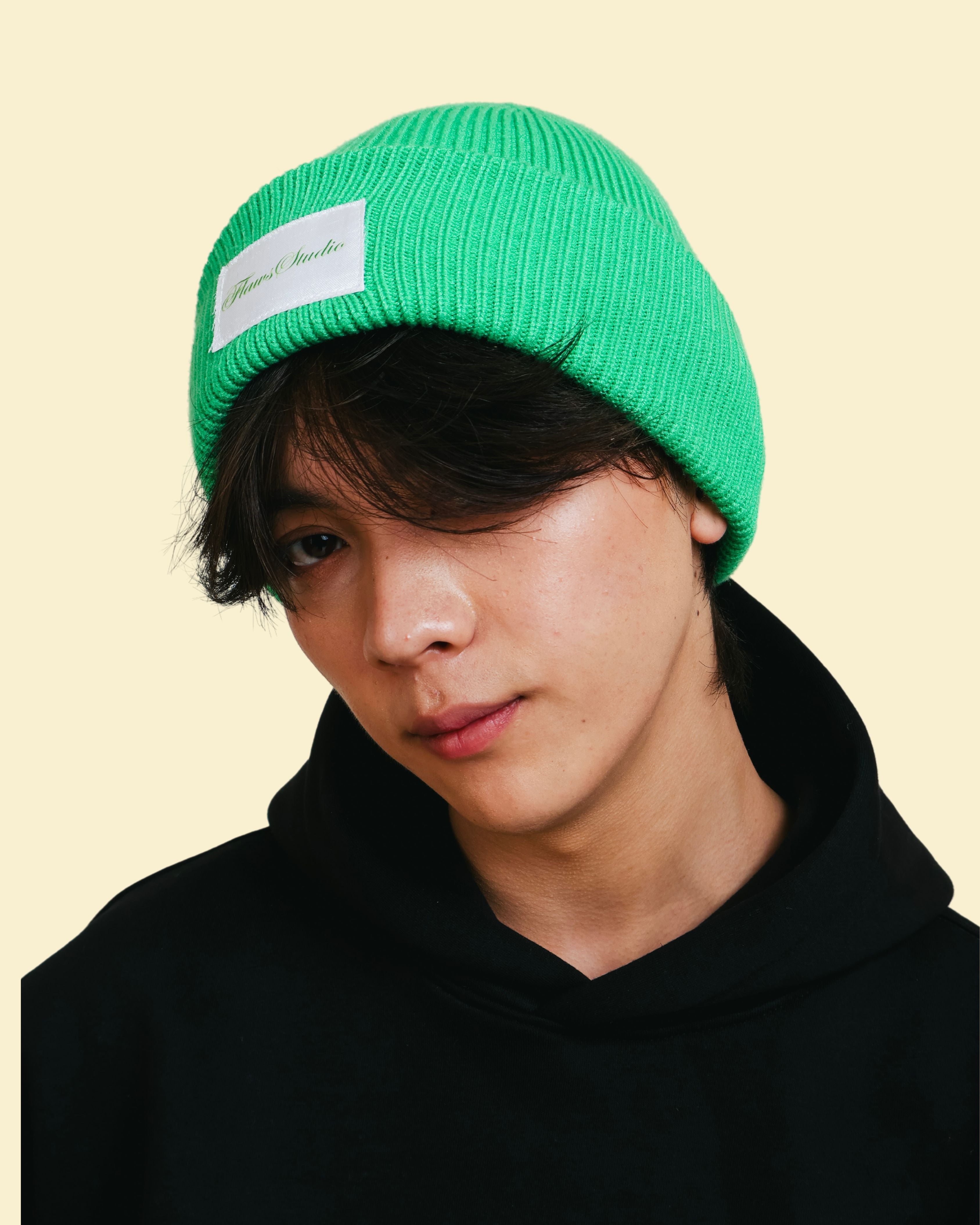 Green Ribbed Beanie